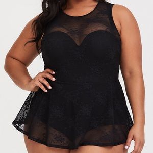 Torrid One-Piece Lace Push-Up Strapless Swimsuit